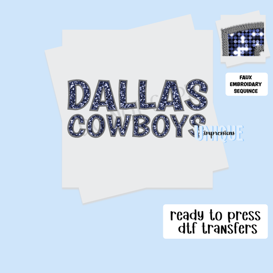 DALLAS COWBOYS FAUX EMBROIDERY SEQUINCE