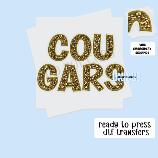 COUGARS FAUX EMBROIDERY SEQUINCE